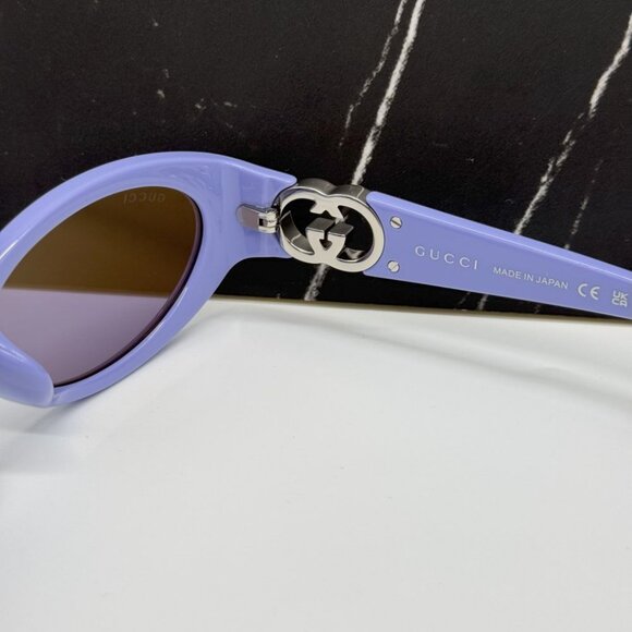 NEW GUCCI GG1662SA 003 SUNGLASSES WOMEN PURPLE OVAL EYEWEAR - Picture 9 of 10